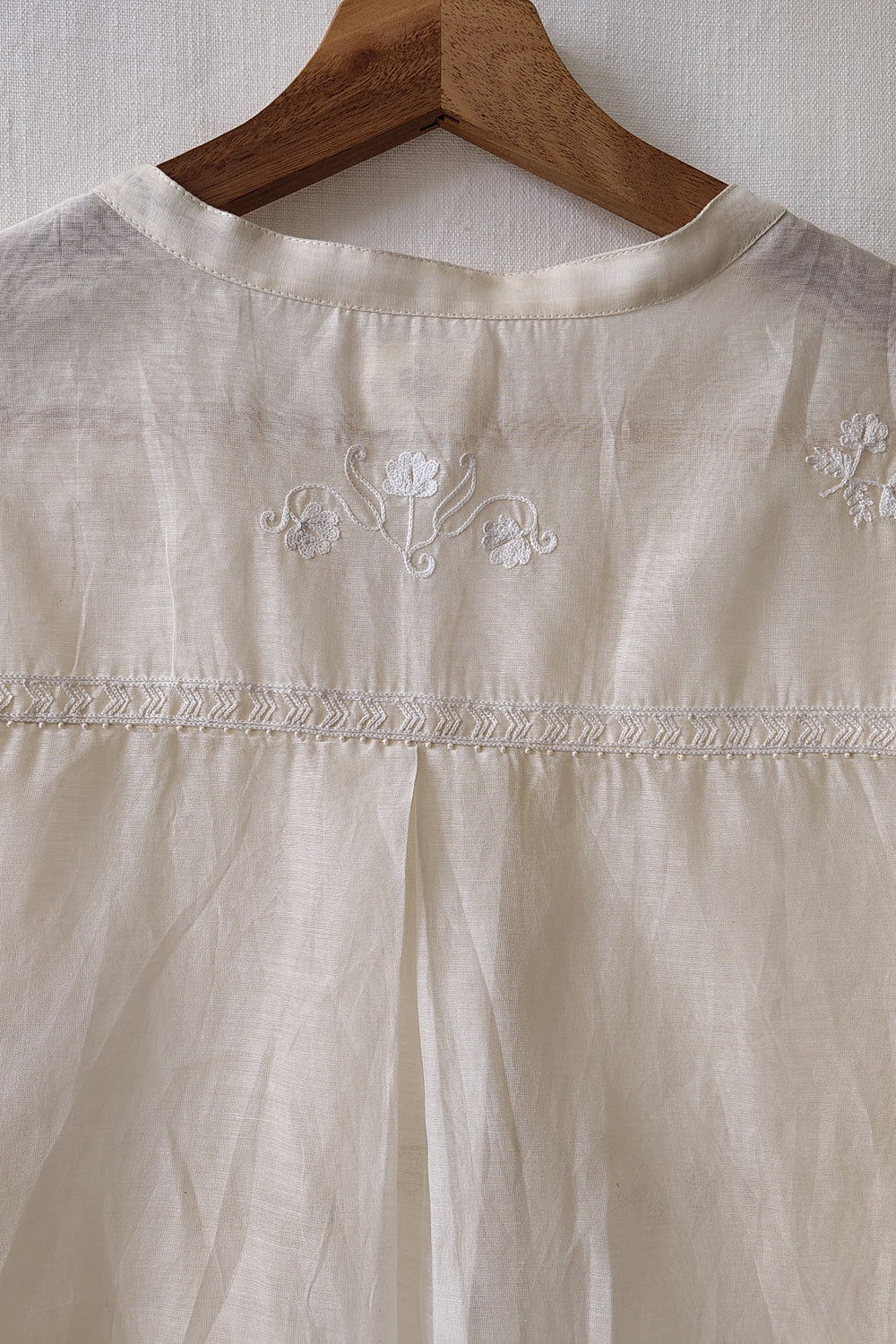 Hand Embroidered Sheer Chanderi Shirt