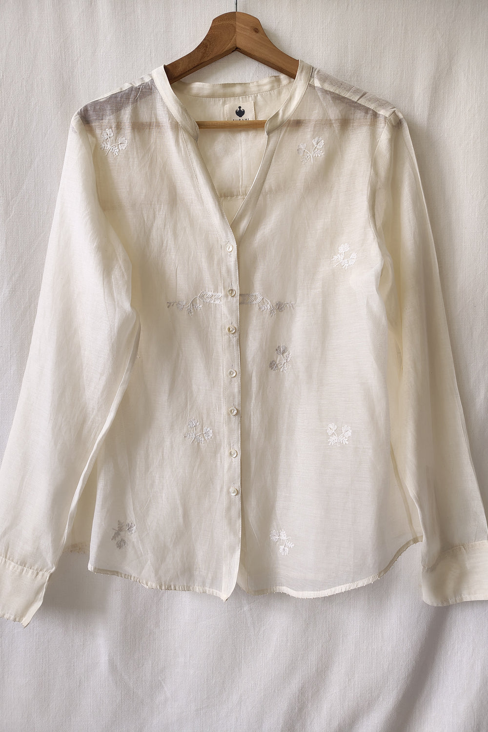 Hand Embroidered Sheer Chanderi Shirt