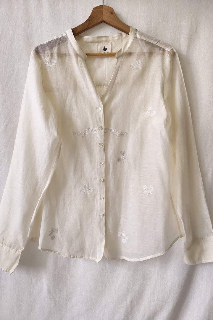 Hand Embroidered Sheer Chanderi Shirt