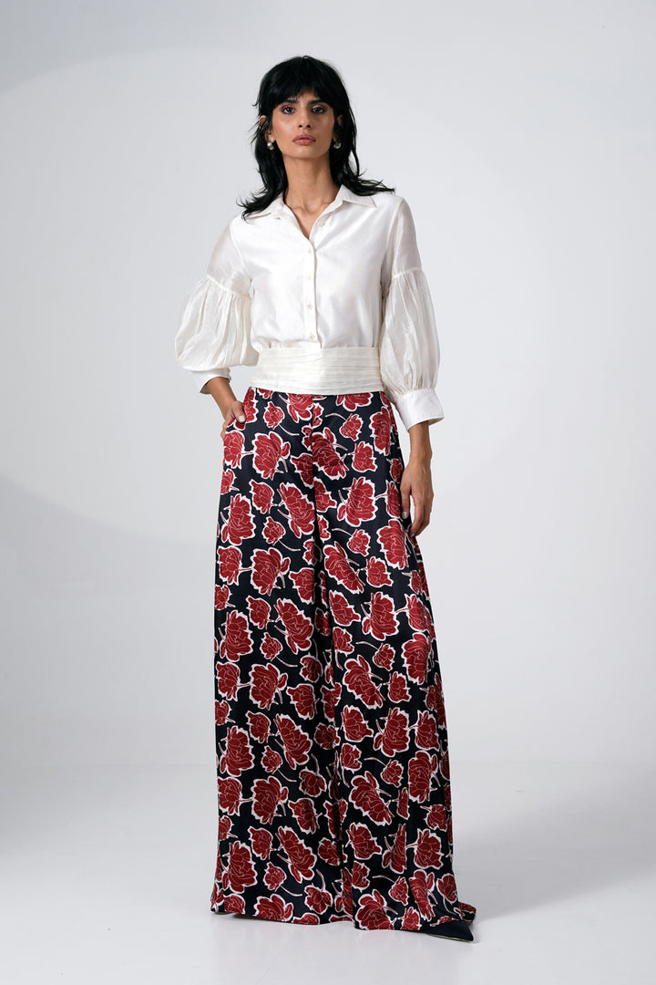 Filipina Shirt With Gathered Belt and Divided Skirt