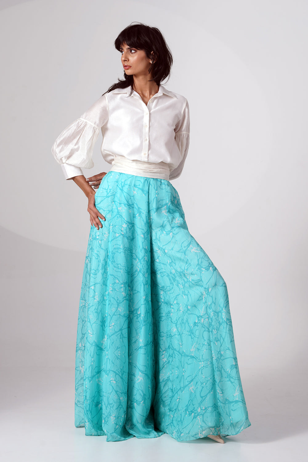 Melanie Shirt Gathered Belt Divided Skirt