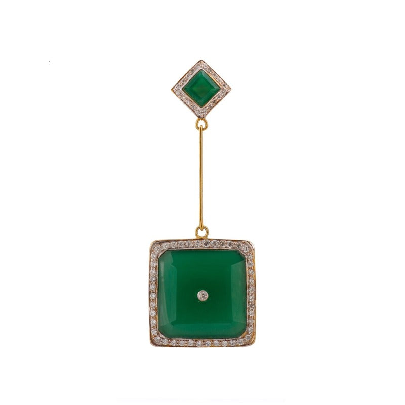 Green Onyx Square Earrings