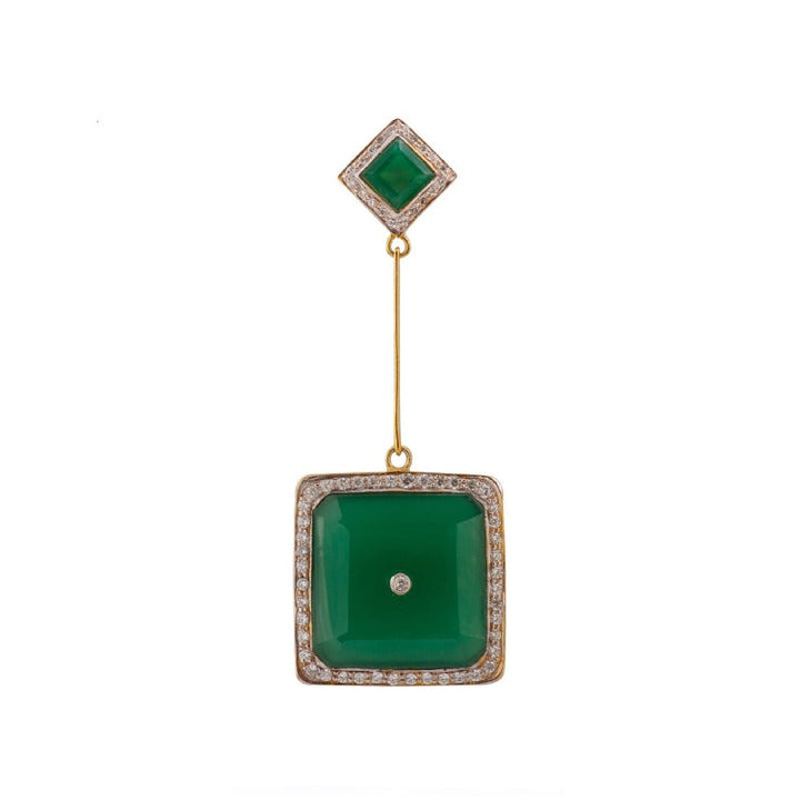 Green Onyx Square Earrings