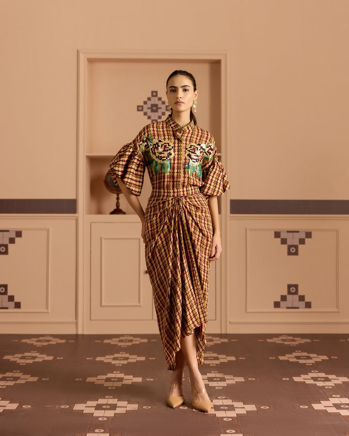 Burgandy Dhoti Skirt