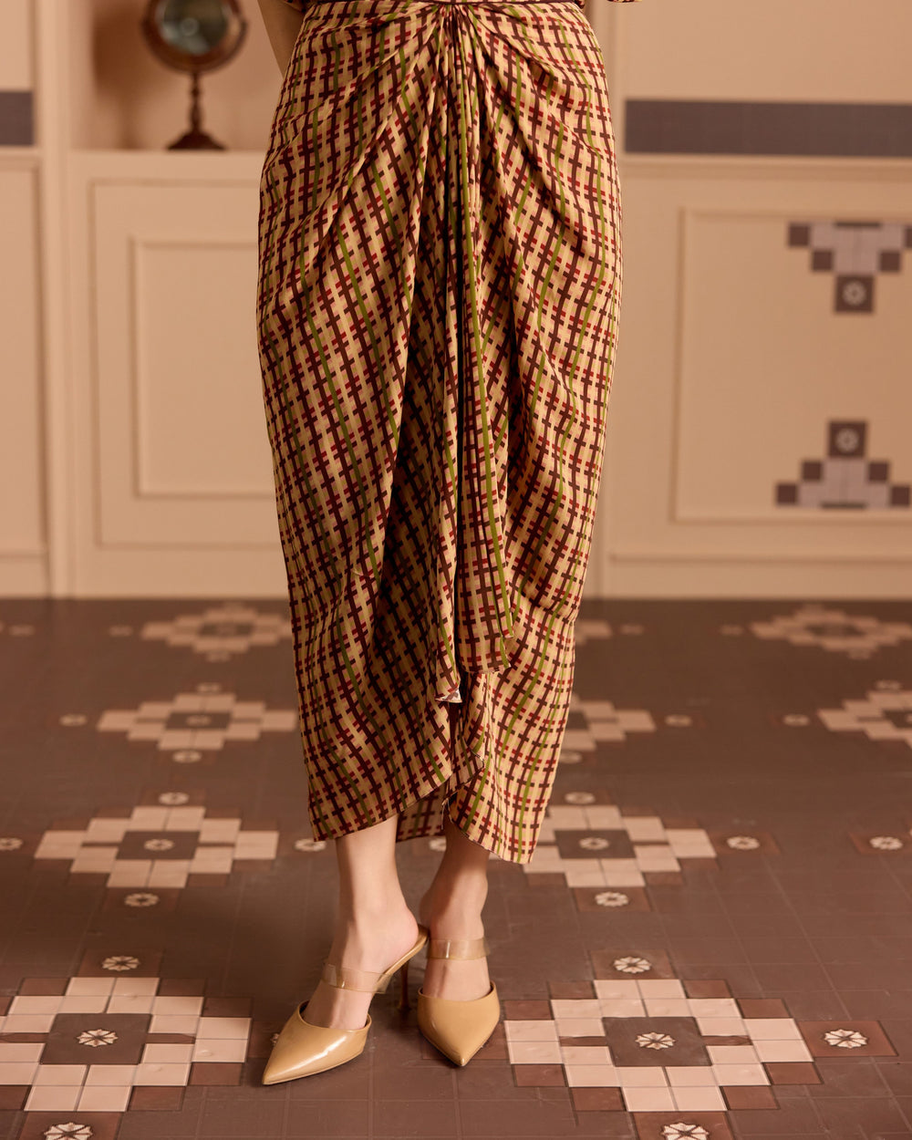 Burgandy Dhoti Skirt