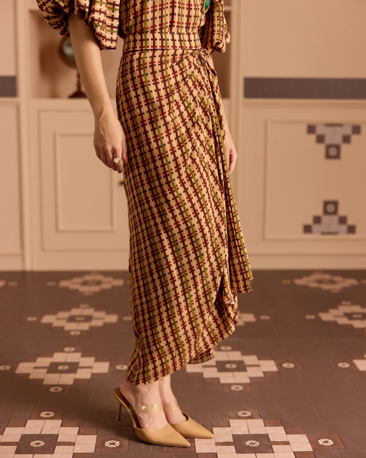Burgandy Dhoti Skirt