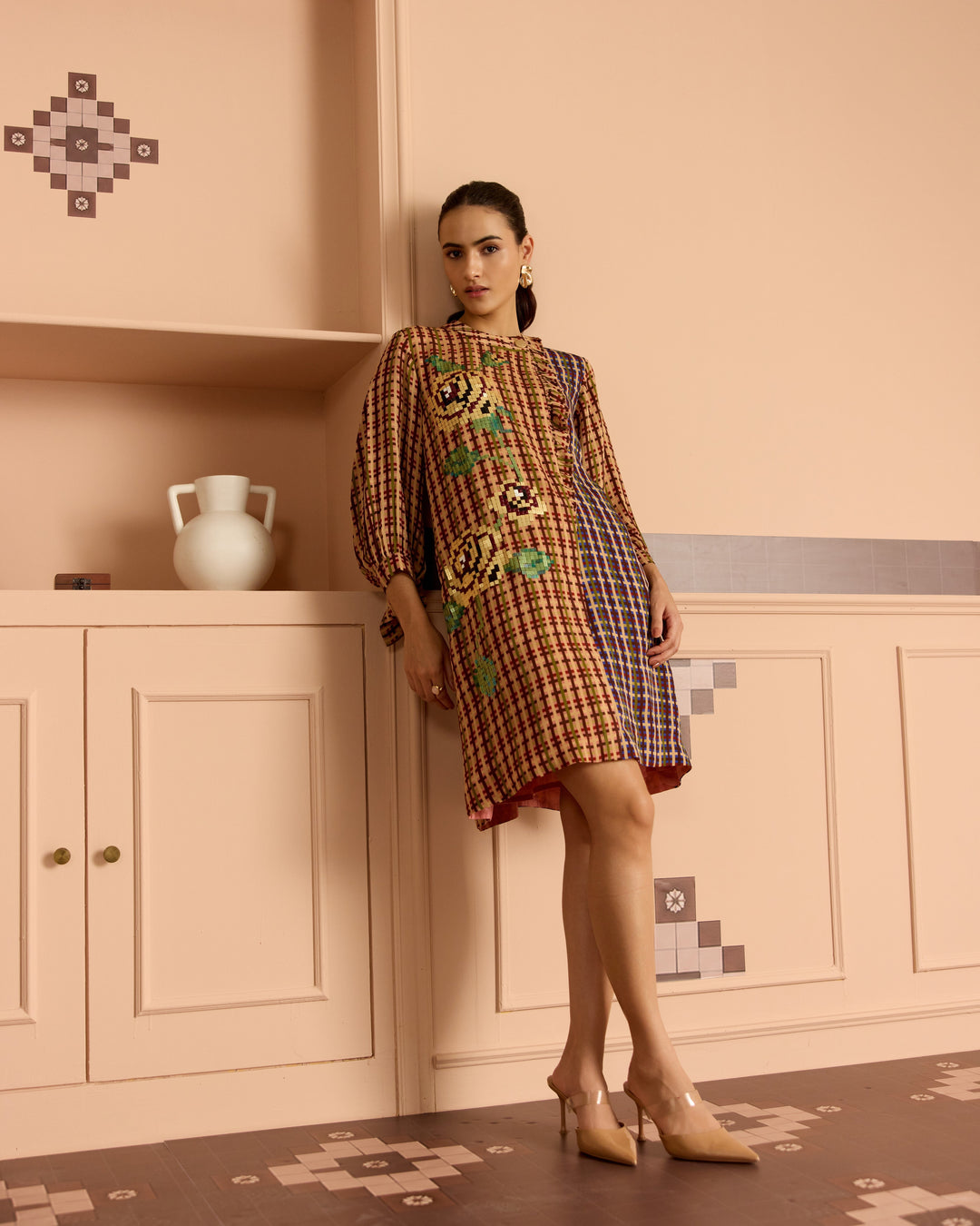 Burgandy Frill Shirt Dress