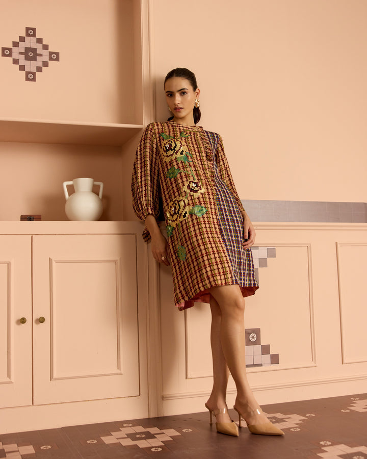 Burgandy Frill Shirt Dress