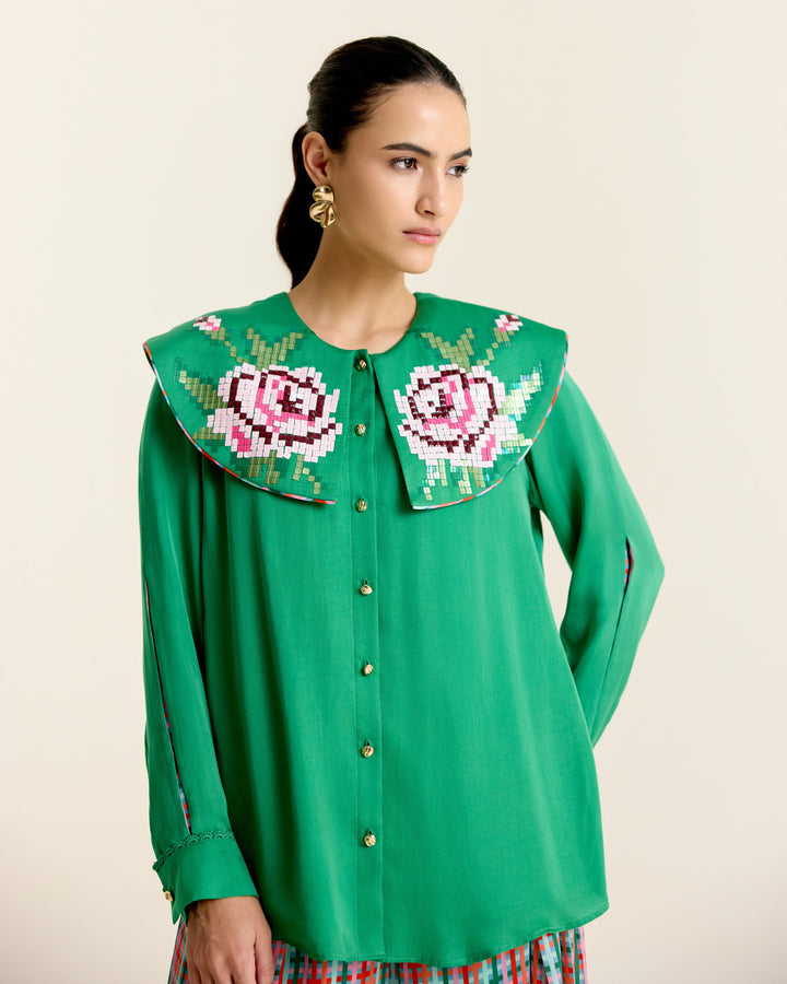 Mint Peter Pan Collar Shirt