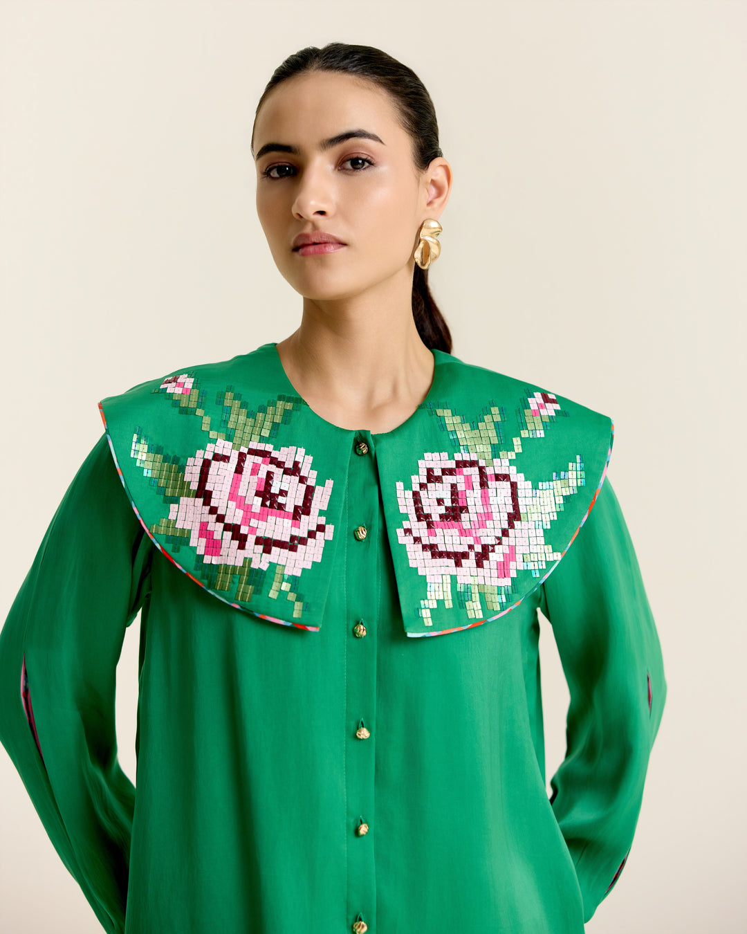 Mint Peter Pan Collar Shirt