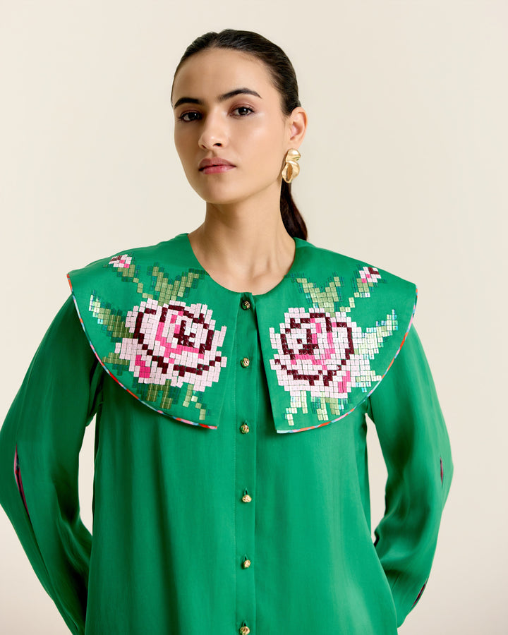 Mint Peter Pan Collar Shirt
