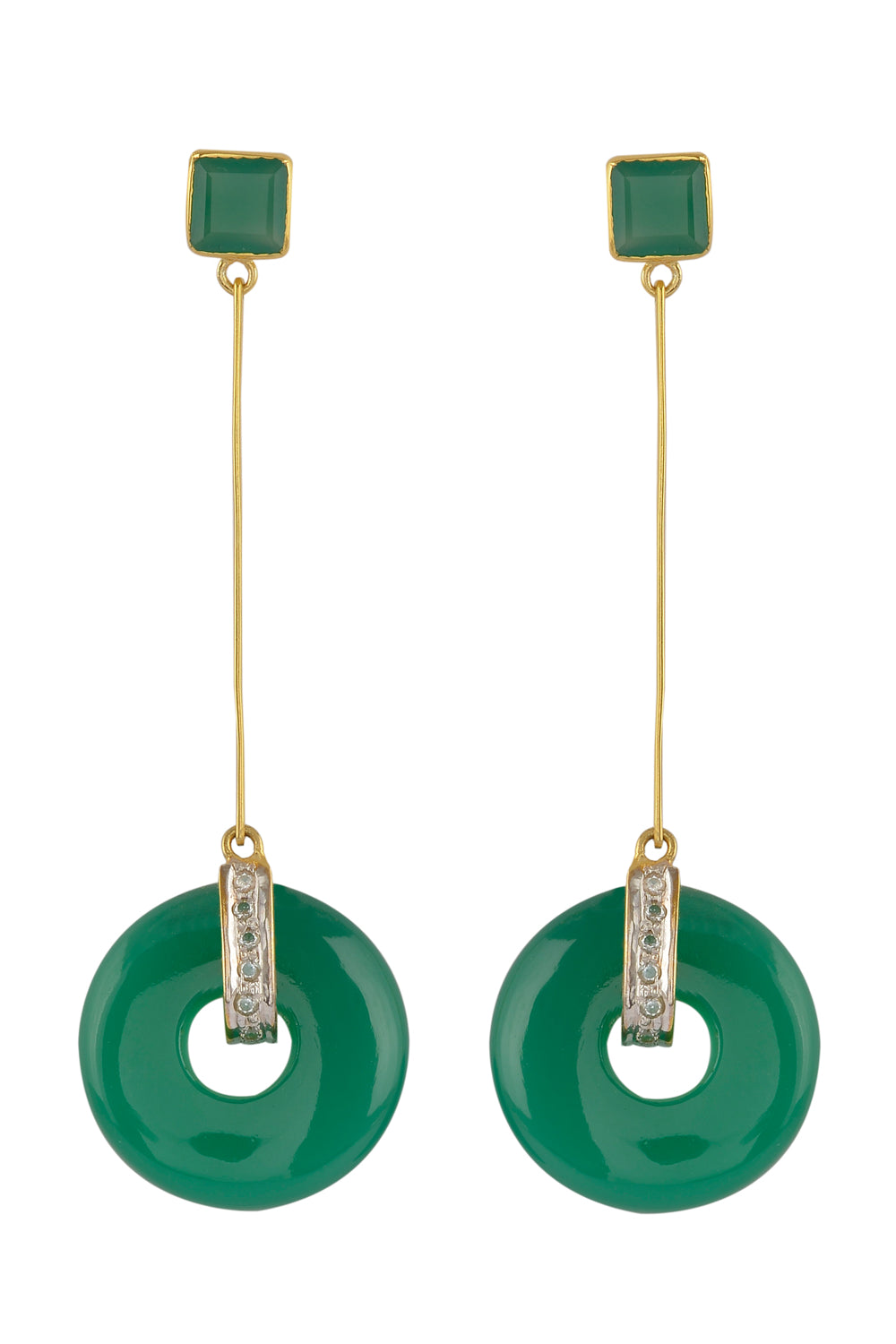 Green Disc Earrings