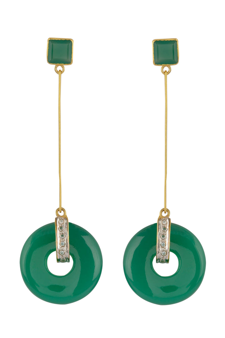 Green Disc Earrings