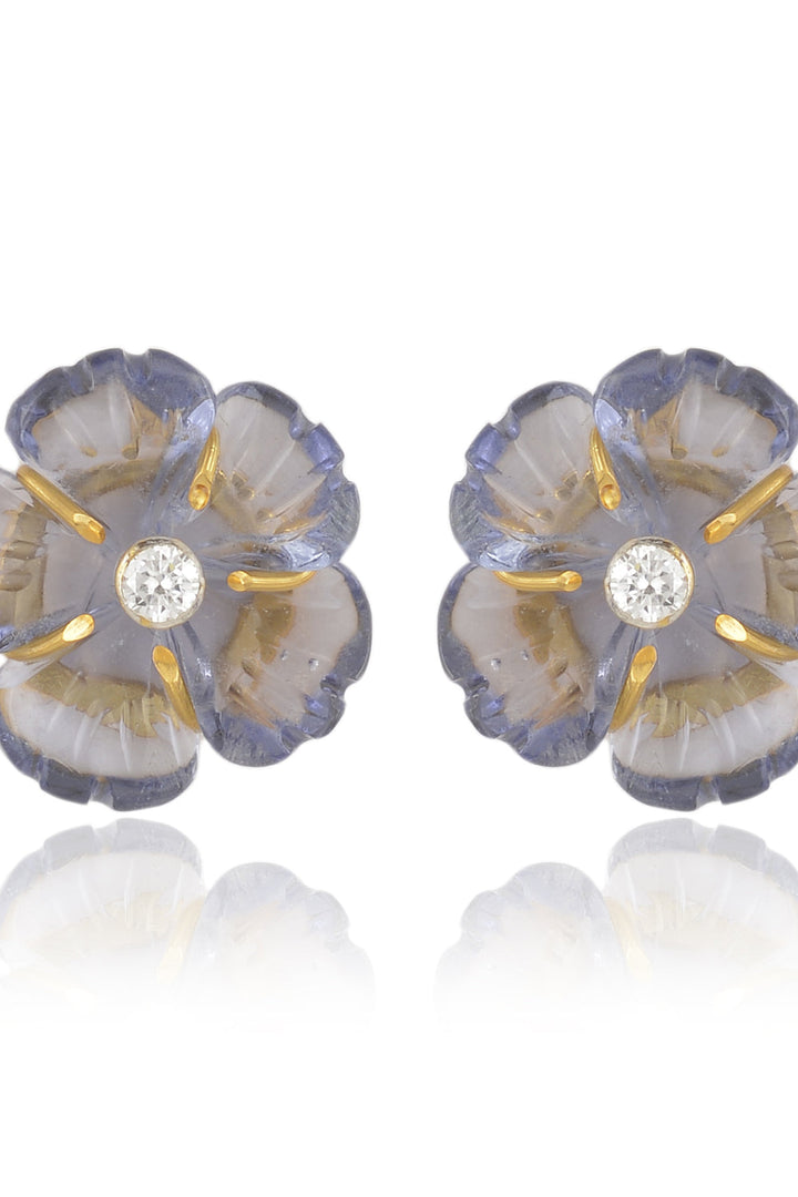 Mini Grey Floral Studs