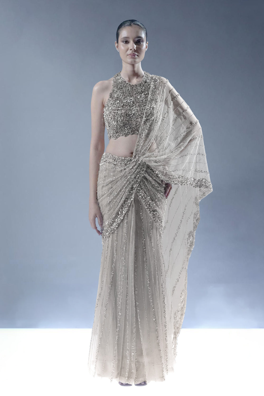 Ocean Gleam Saree