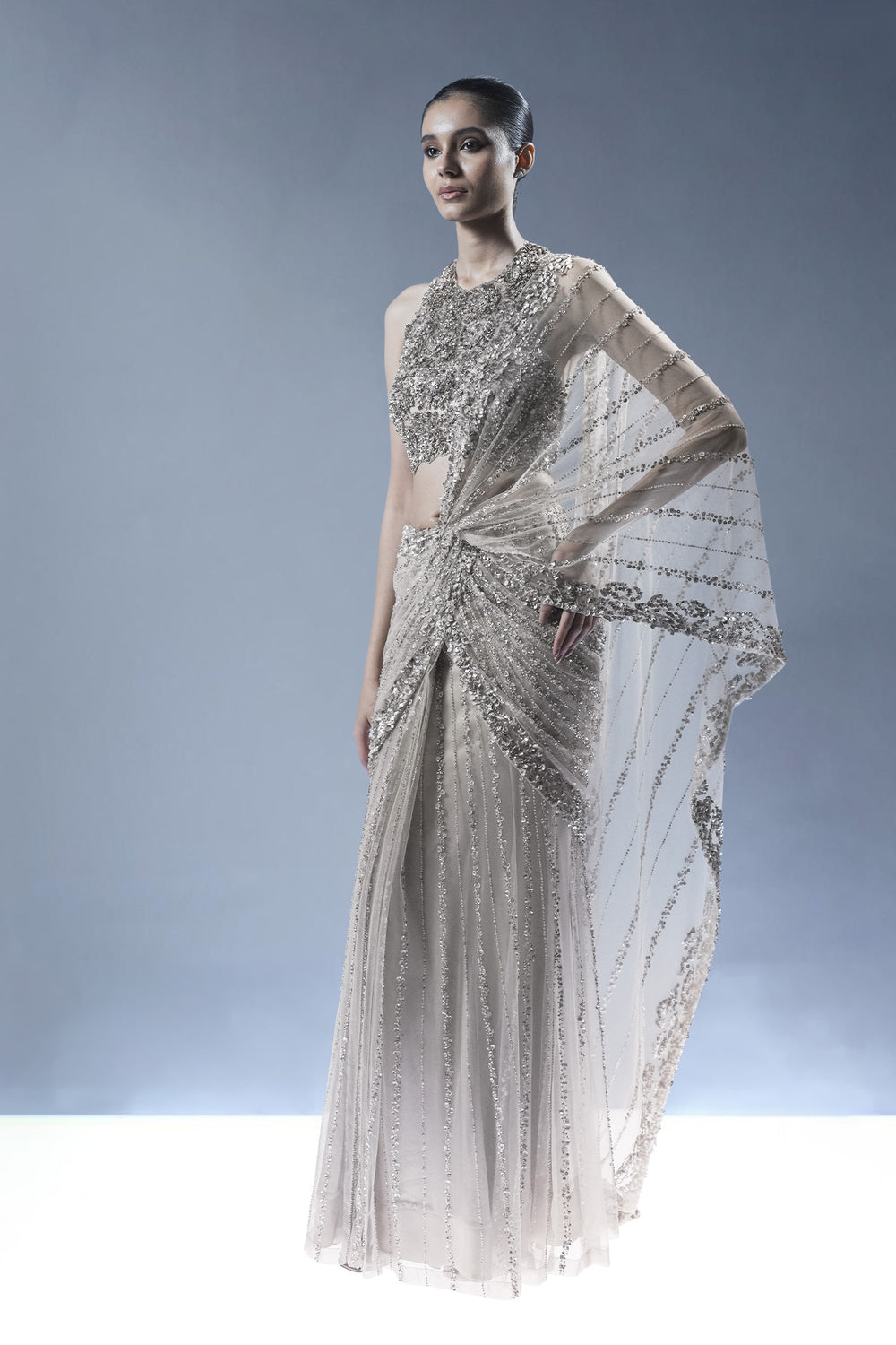 Ocean Gleam Saree