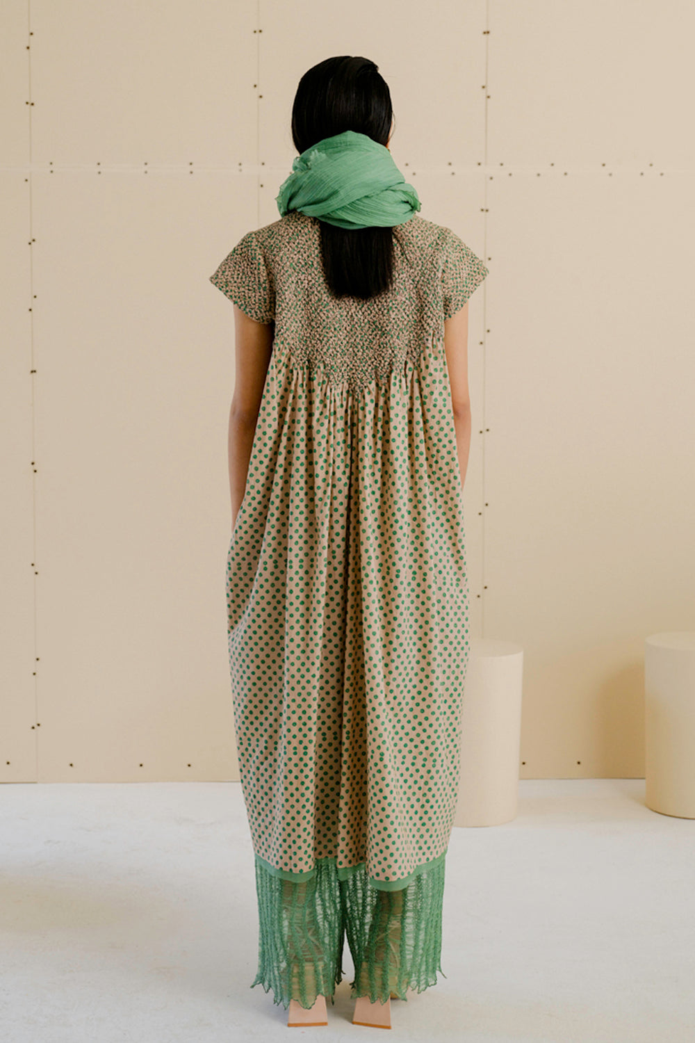 Beige & Weed Green Dress