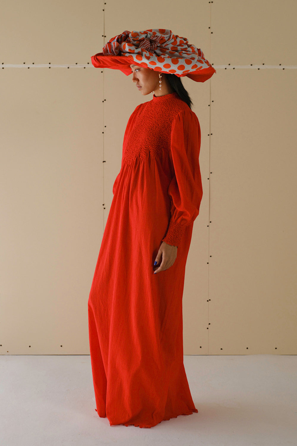 Poppy Red Full Sleeve Gown