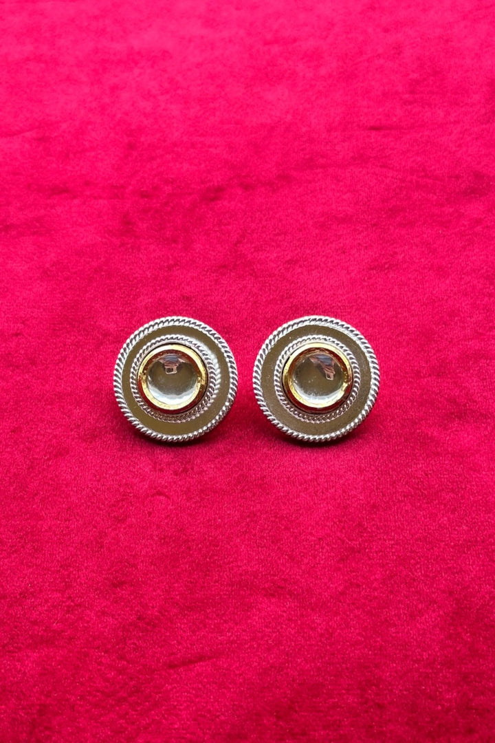 Polki Single Dot Stud Silver