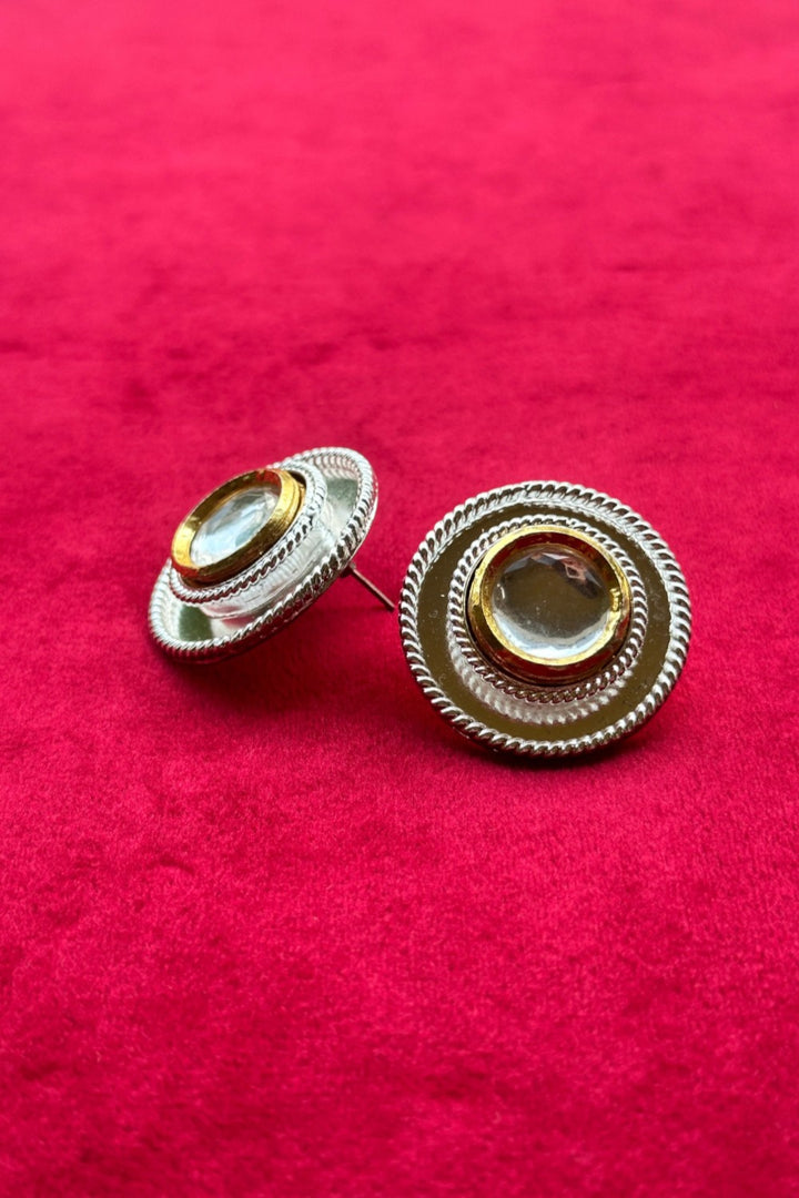 Polki Single Dot Stud Silver