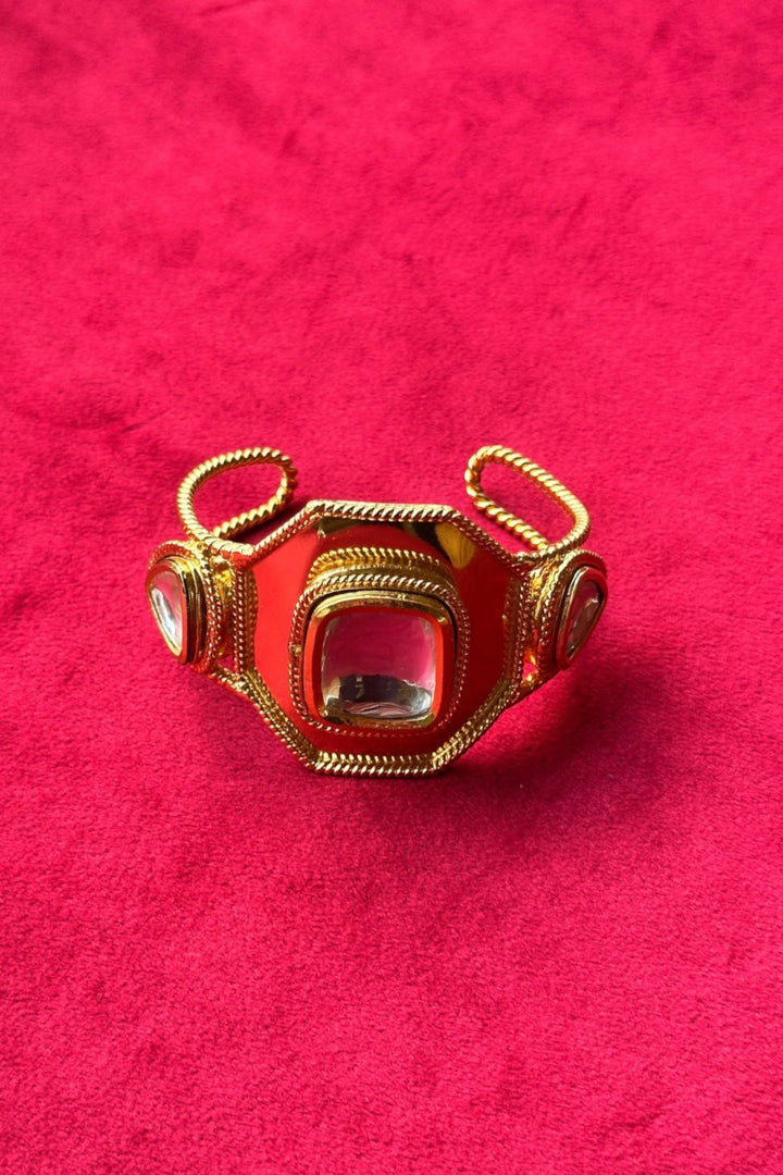 Polki Hexagon Handcuff Gold