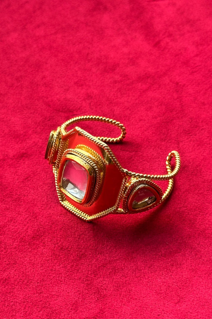 Polki Hexagon Handcuff Gold