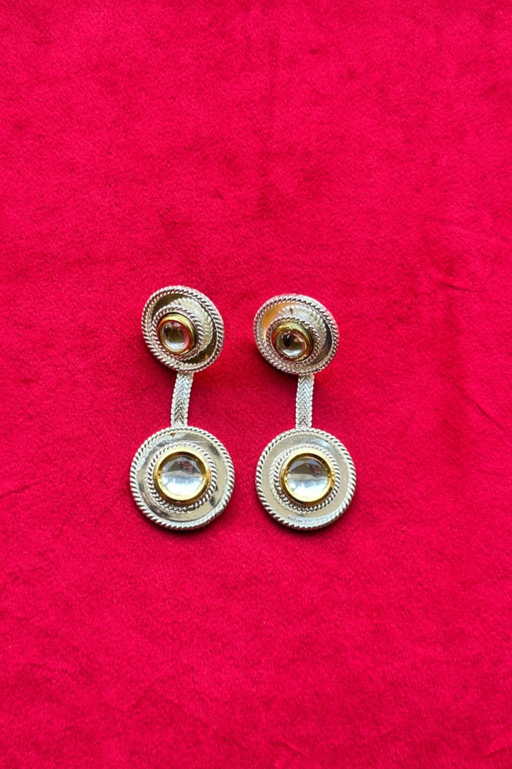 Polki 2 Dot Stud Silver
