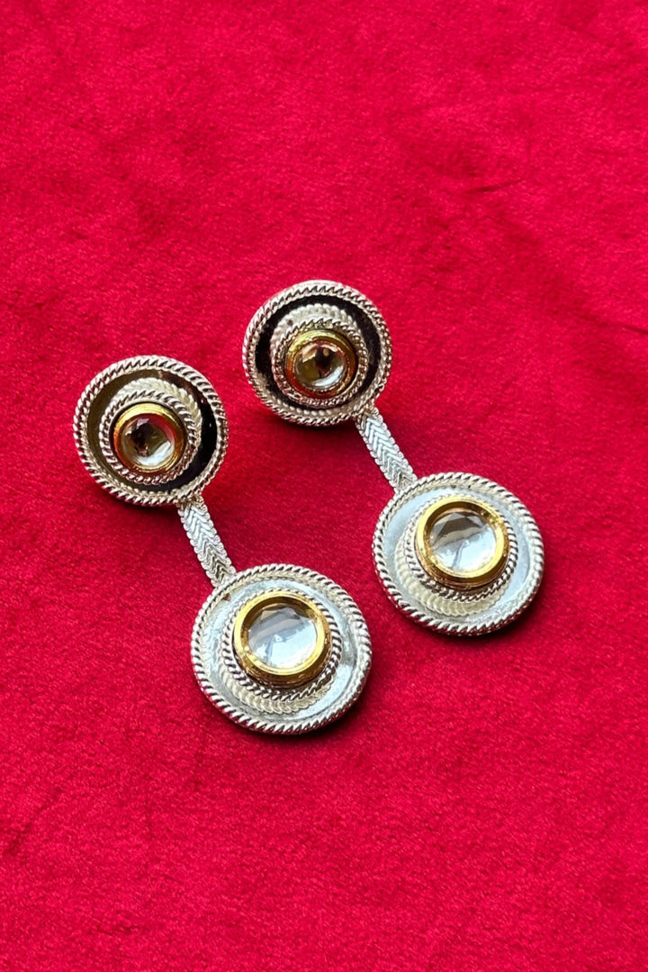 Polki 2 Dot Stud Silver