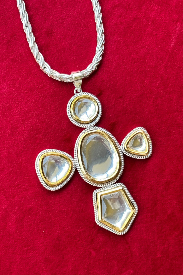 Gold & Silver Polki Church Necklace