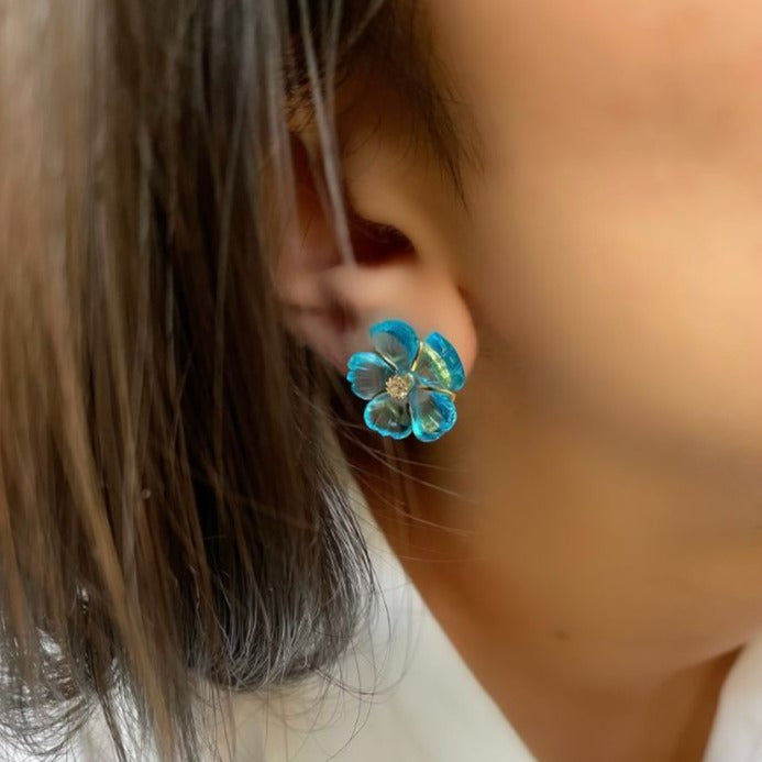 Sky Blue Mini Floral Studs