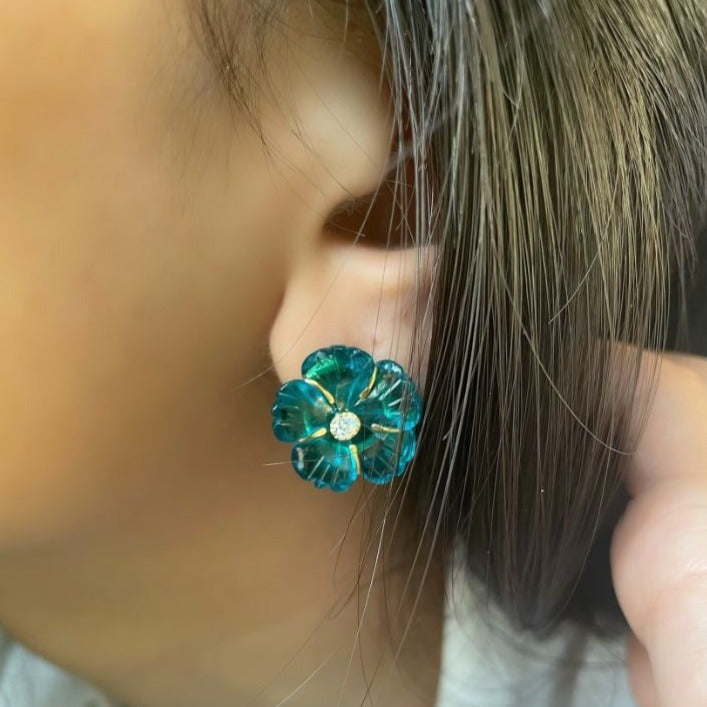 Mini Viridian Floral Studs