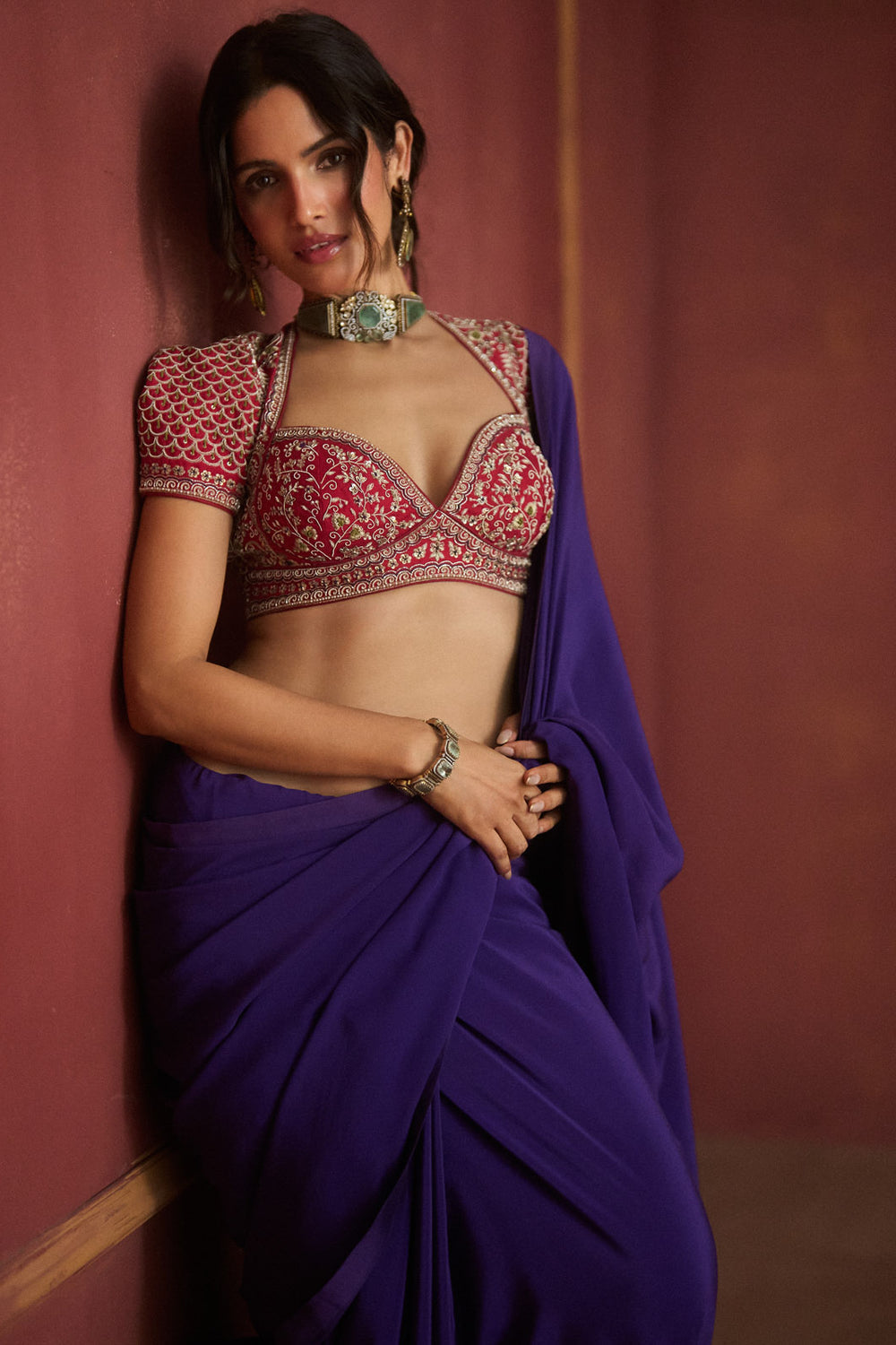 Purple Saree Set