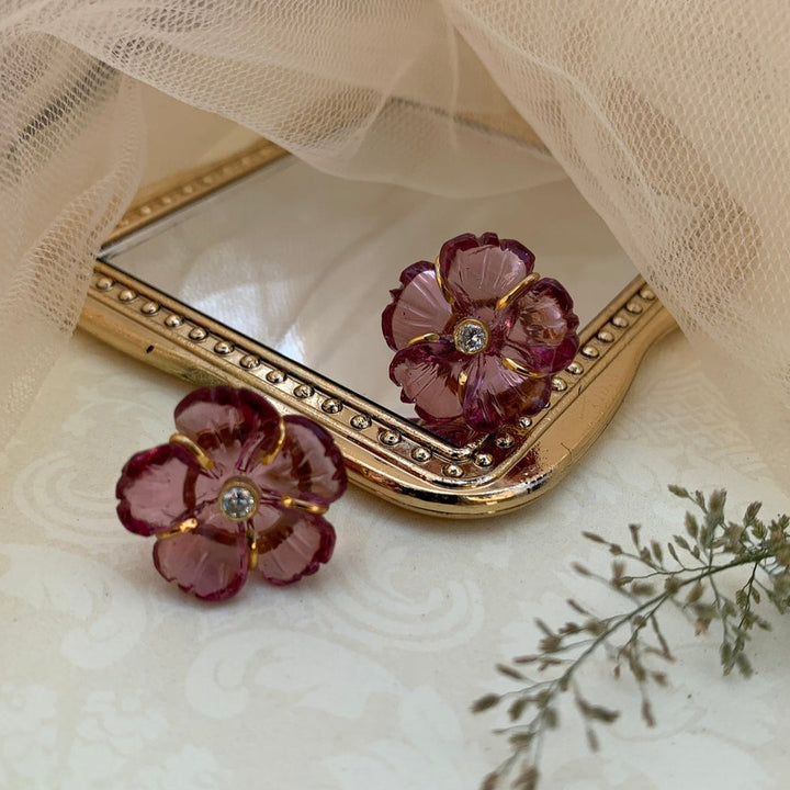 Mini Pink Floral Studs