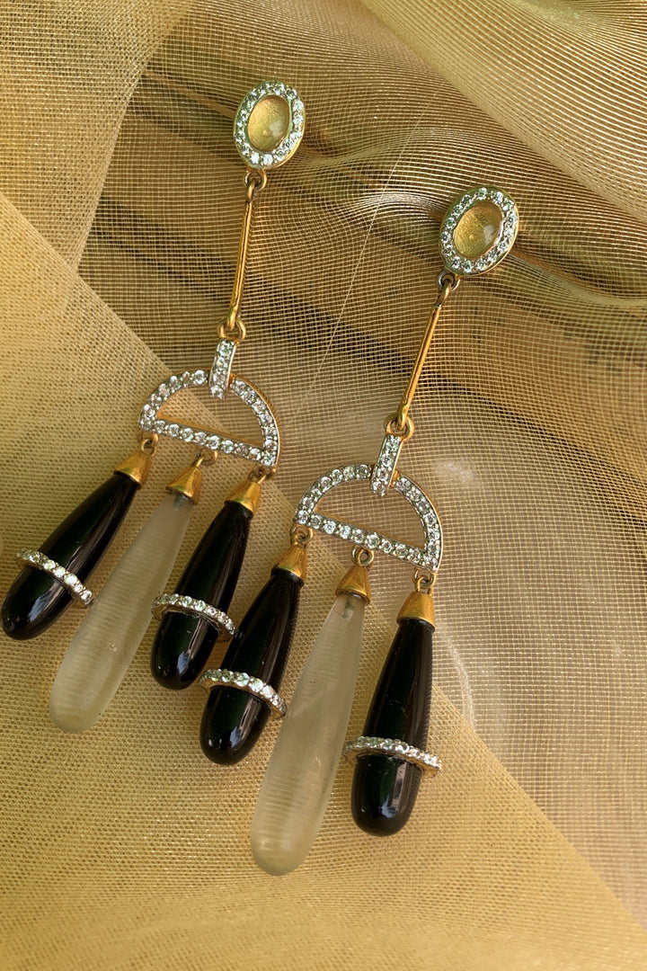 Long Black Bud Earrings