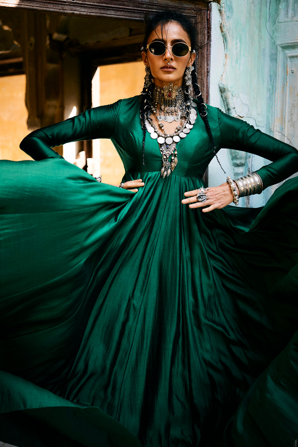 Emerald Green Anarkali Set