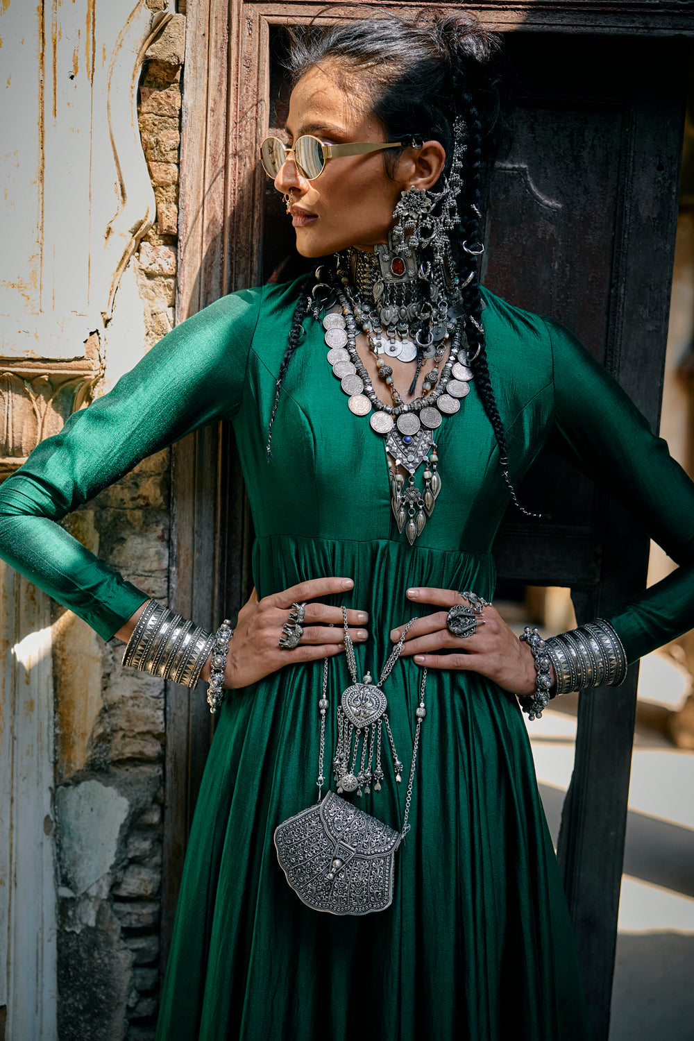 Emerald Green Anarkali Set