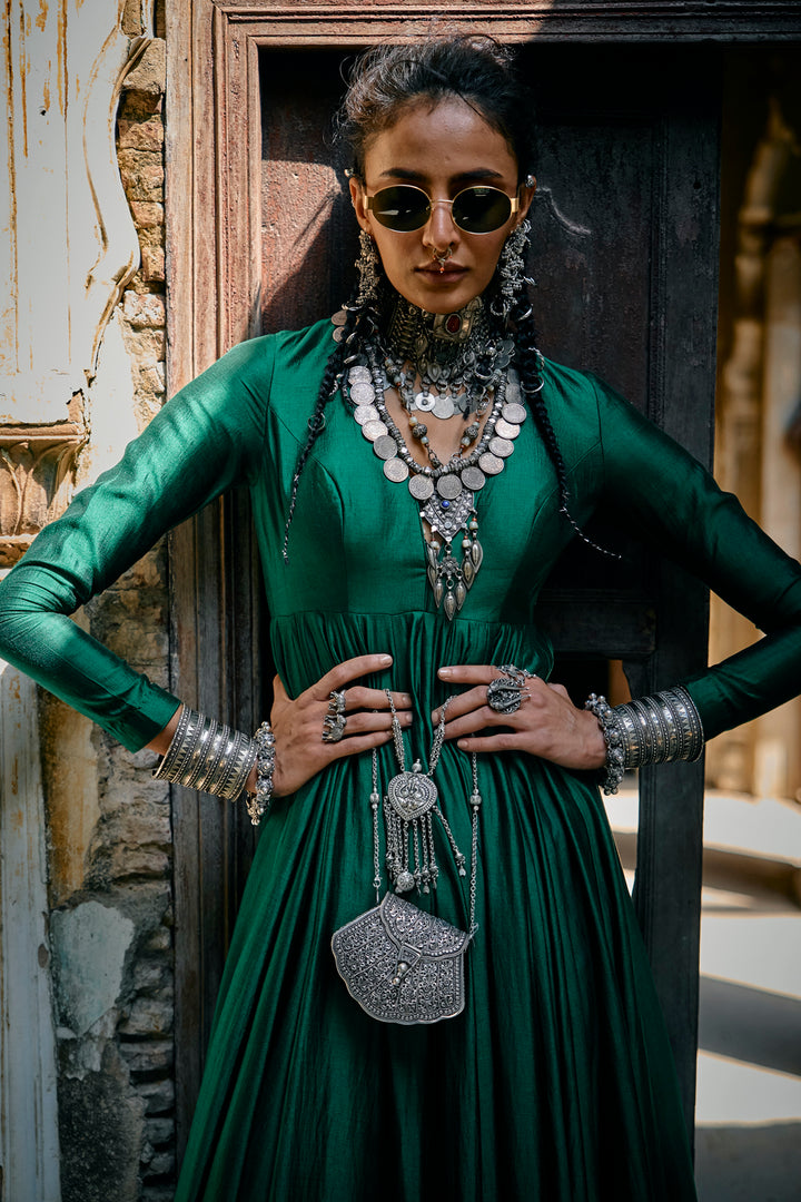 Emerald Green Anarkali Set