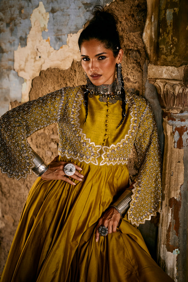 Mustard Anarkali Set