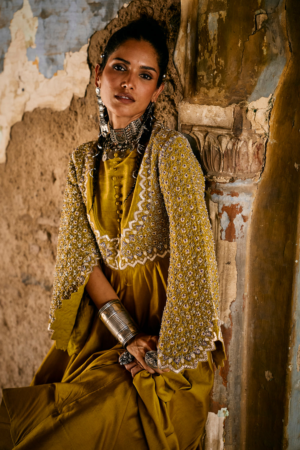 Mustard Anarkali Set