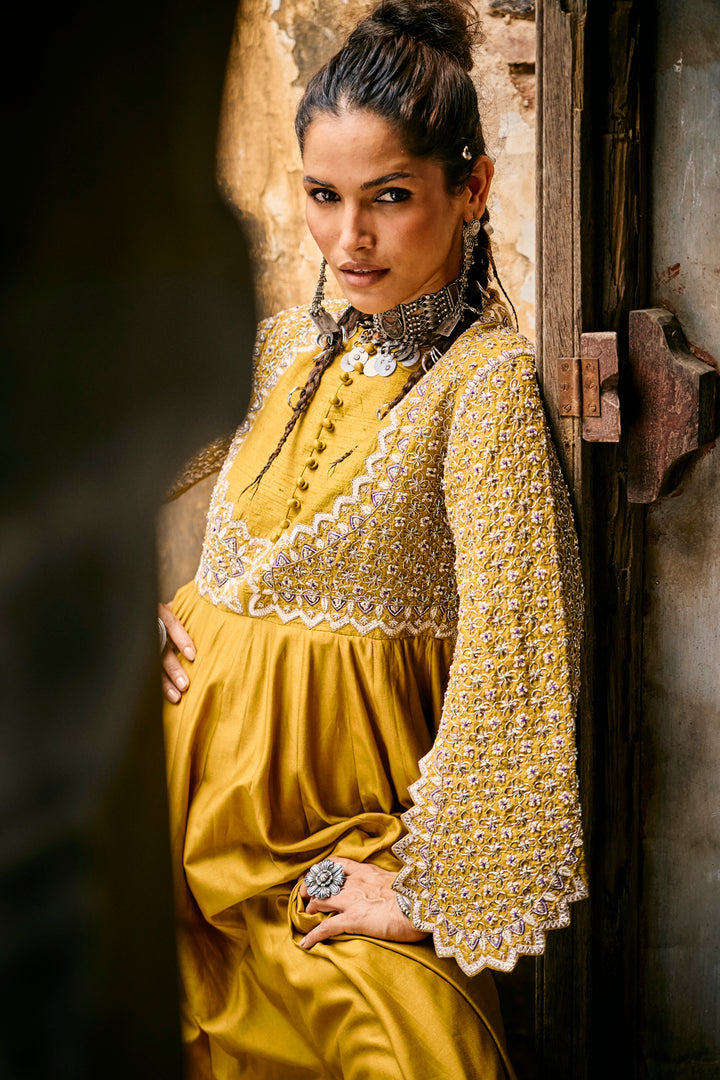 Mustard Anarkali Set