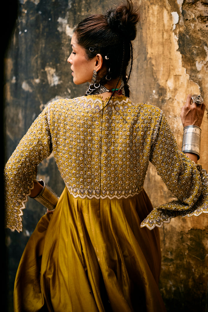 Mustard Anarkali Set