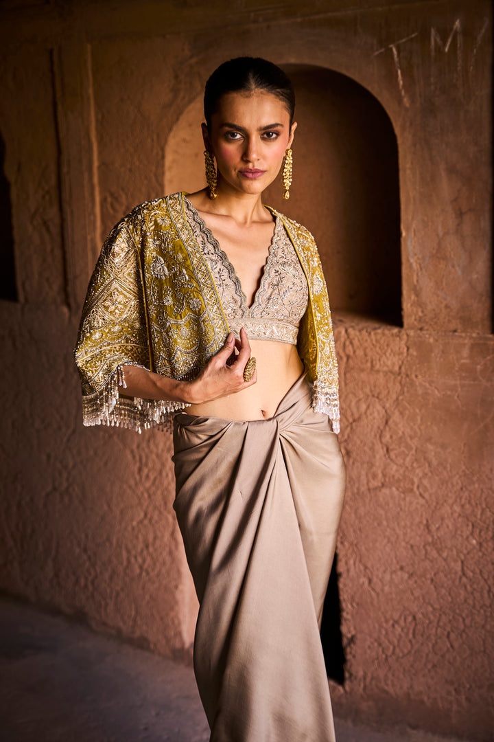 Golden Beige Cape Set