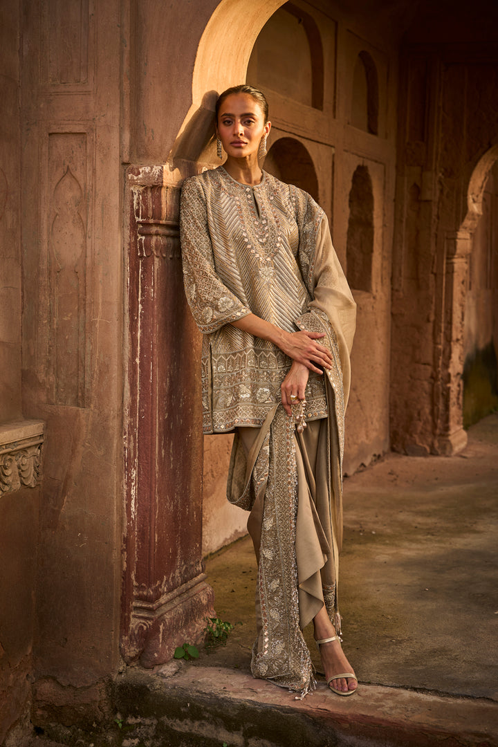 Golden Beige Tunic Set