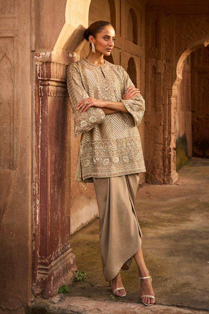 Golden Beige Tunic Set