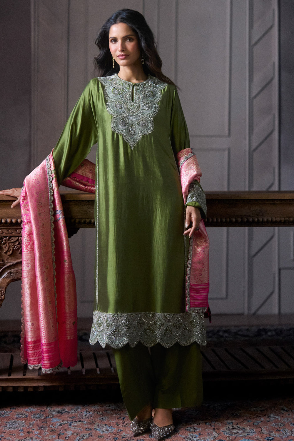 Olive Green Kurta Set