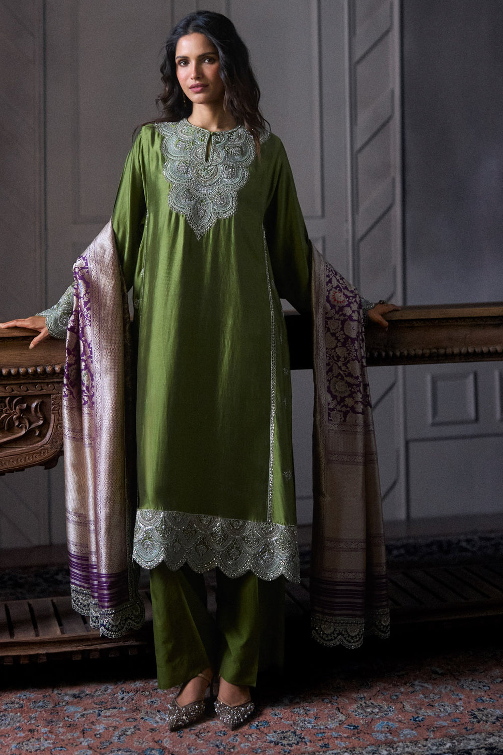 Olive Green Kurta Set