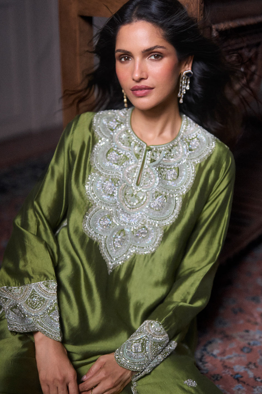 Olive Green Kurta Set