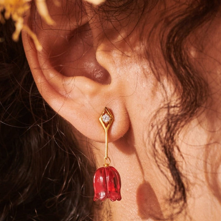 Pink Tulip Earrings