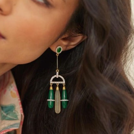 Long Green Bud Earrings