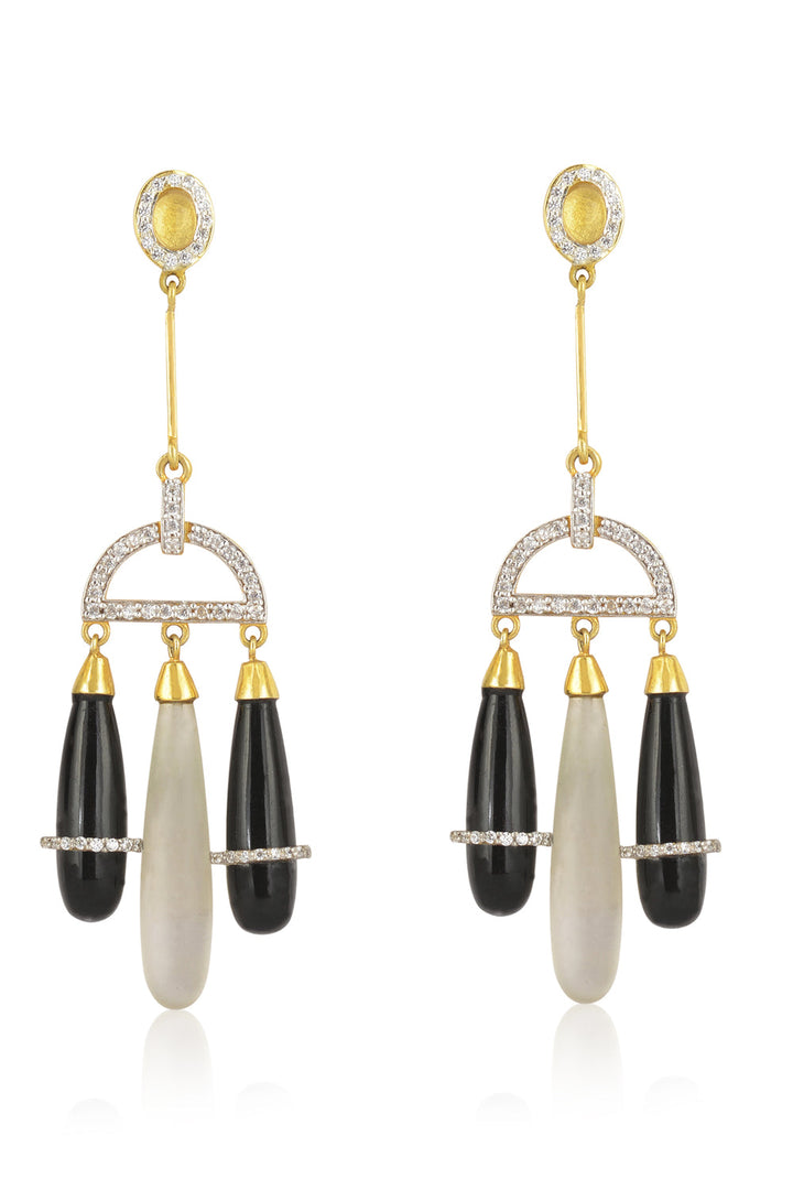 Long Black Bud Earrings
